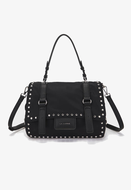 LA CARRIE - Shopping Bag Dark Nylon Borchie Nero