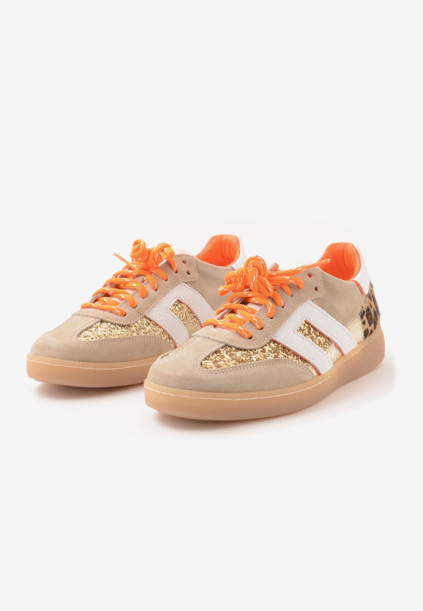 DIVINE FOLLIE - Sneakers Glitter Animalier Arancio