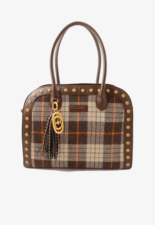 LA CARRIE - Shopping Bag Scottish Combi Marrone