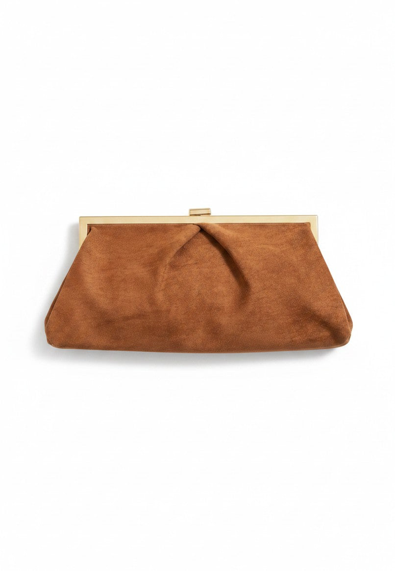NUNZIA - Borsetta Clutch Scamosciata Tabacco