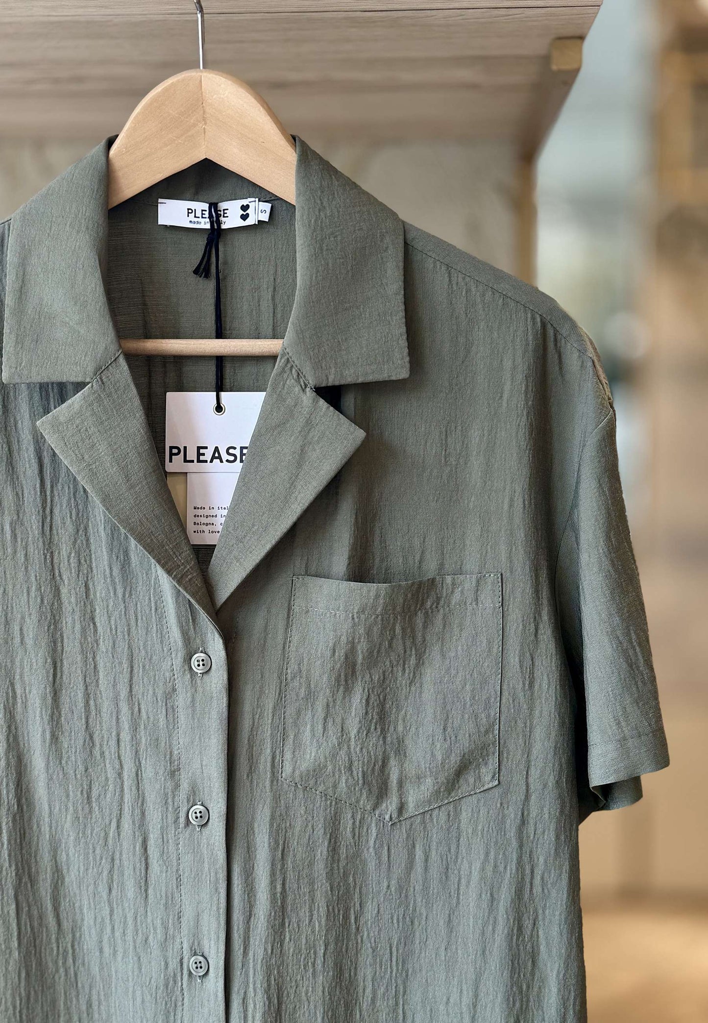 PLEASE - Camicia Crop Salvia