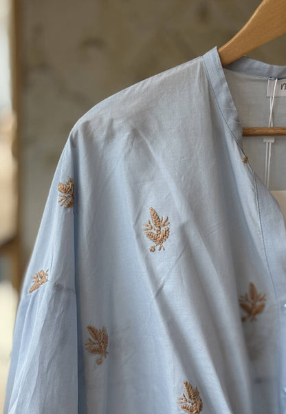 MOTEL - Camicia Ricami Celeste