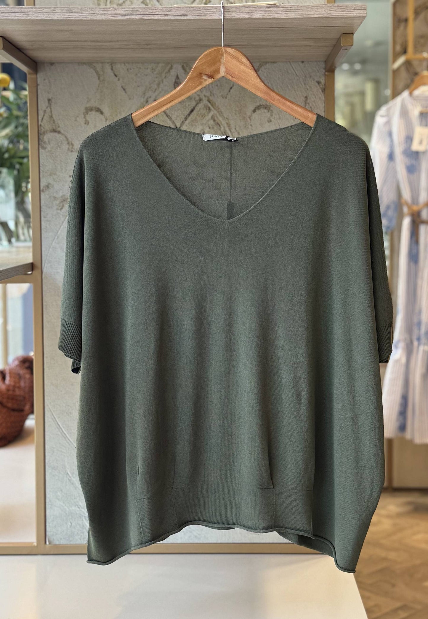 SUSY STAR CURVY - Maglia V Verde Militare