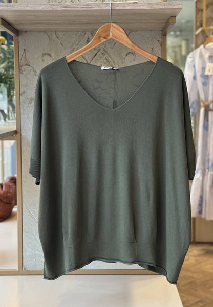 SUSY STAR CURVY - Maglia V Verde Militare