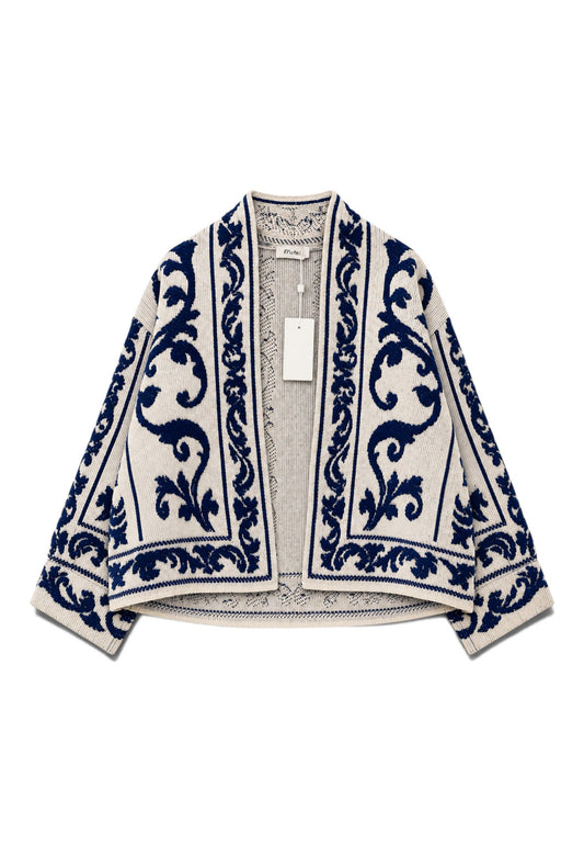 MOTEL - Cardigan Damascato Blu