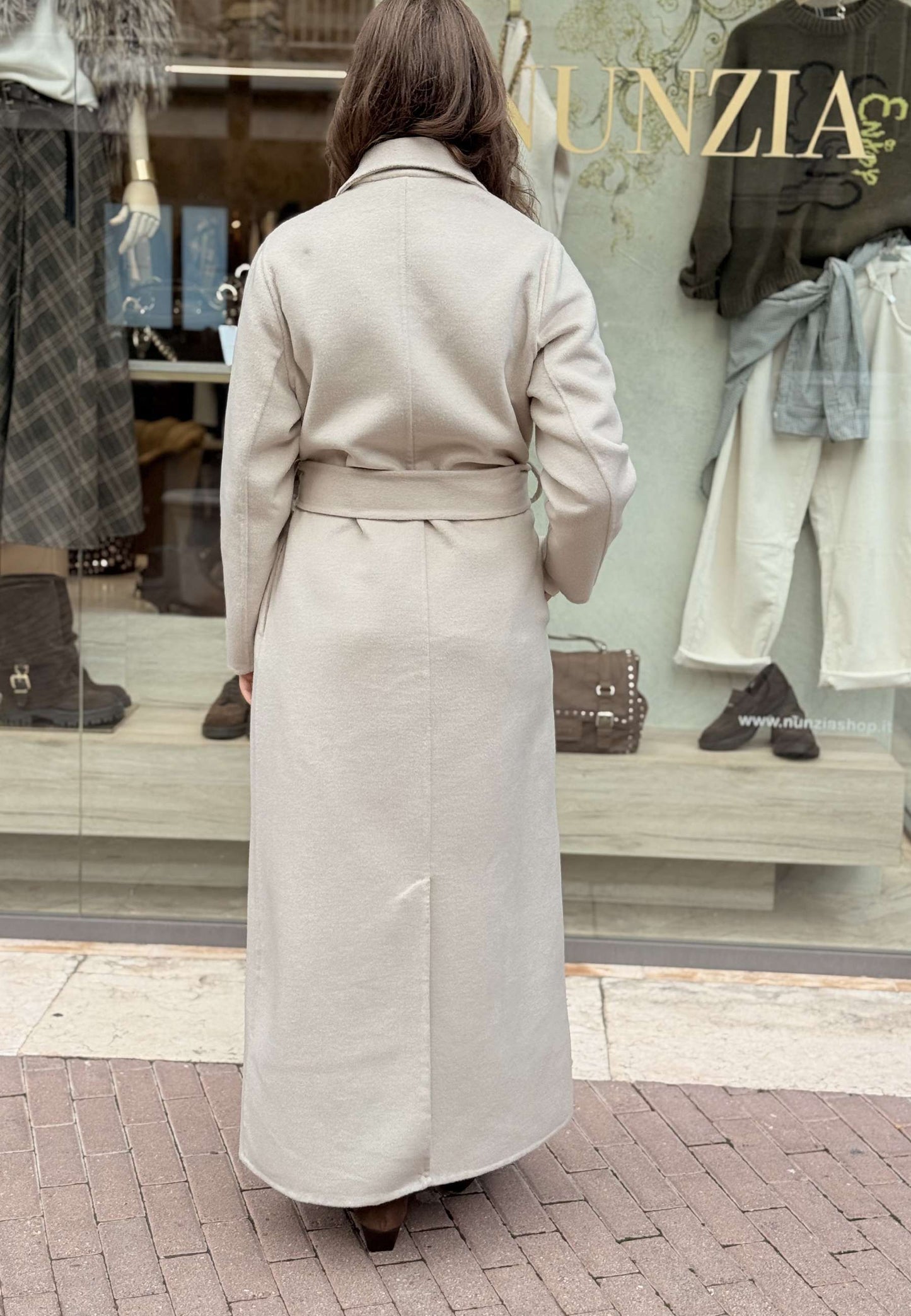 LE STREGHE - Cappotto Lungo In Lana Panna