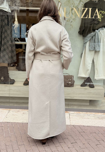 LE STREGHE - Cappotto Lungo In Lana Panna