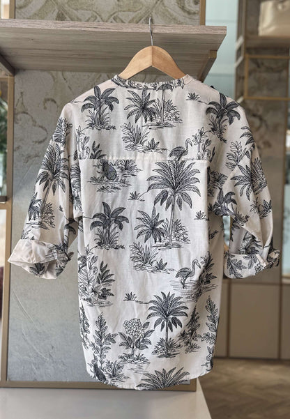 MOTEL - Camicia Palme Macramè Nero
