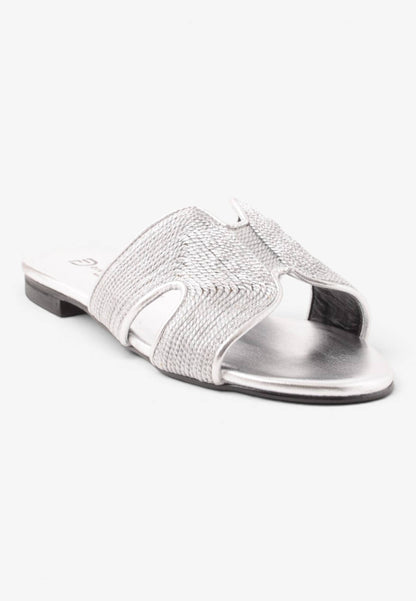 DIVINE FOLLIE - DIVINE FOLLIE - Ciabattina Bassa Flat con Fascia Sagomata a "H" Argento