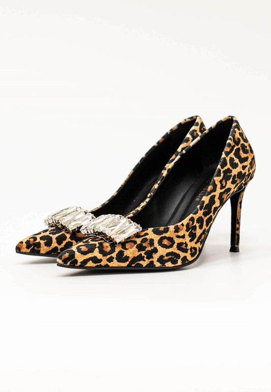 DIVINE FOLLIE – Absatzschuhe aus Samt mit Leopardenmuster