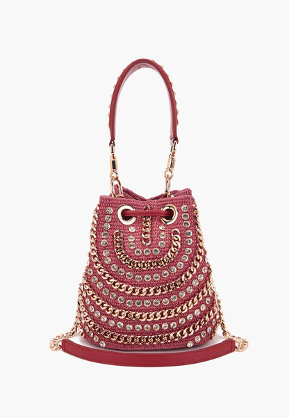 LA CARRIE - Secchiello Mirror Raffia Marsala