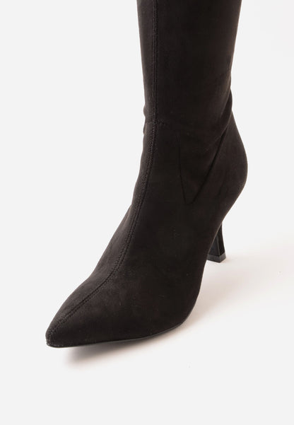 DIVINE FOLLIE - Stivale Al Ginocchio Camoscio Nero