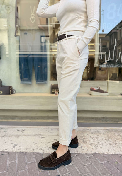 MOTEL - Pantalone Carrot Fit Panna