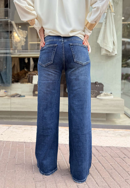 LE STREGHE - Jeans A Zampa Blu