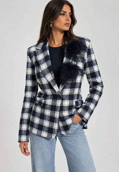 MOTEL - Blazer A Quadri Blu