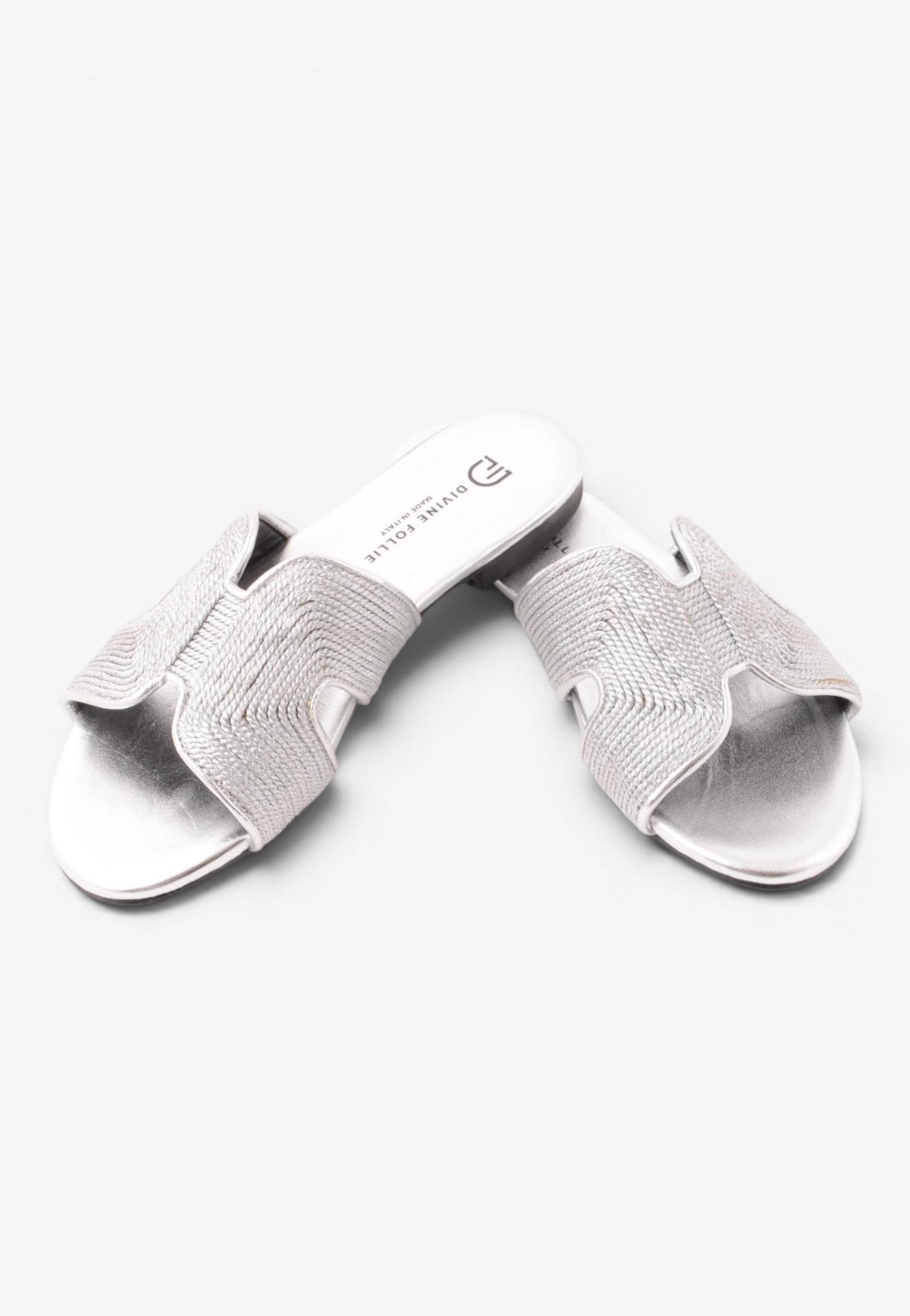 DIVINE FOLLIE - DIVINE FOLLIE - Ciabattina Bassa Flat con Fascia Sagomata a "H" Argento