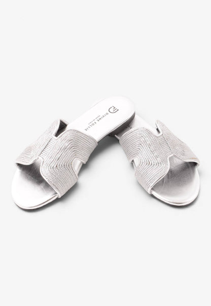 DIVINE FOLLIE - DIVINE FOLLIE - Ciabattina Bassa Flat con Fascia Sagomata a "H" Argento