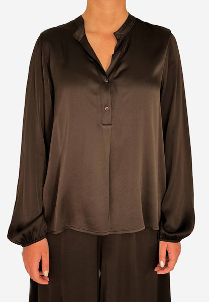 MOTEL - Blusa Serafino In Viscosa Mocha