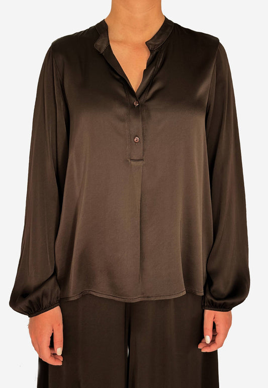 MOTEL - Blusa Serafino In Viscosa Mocha