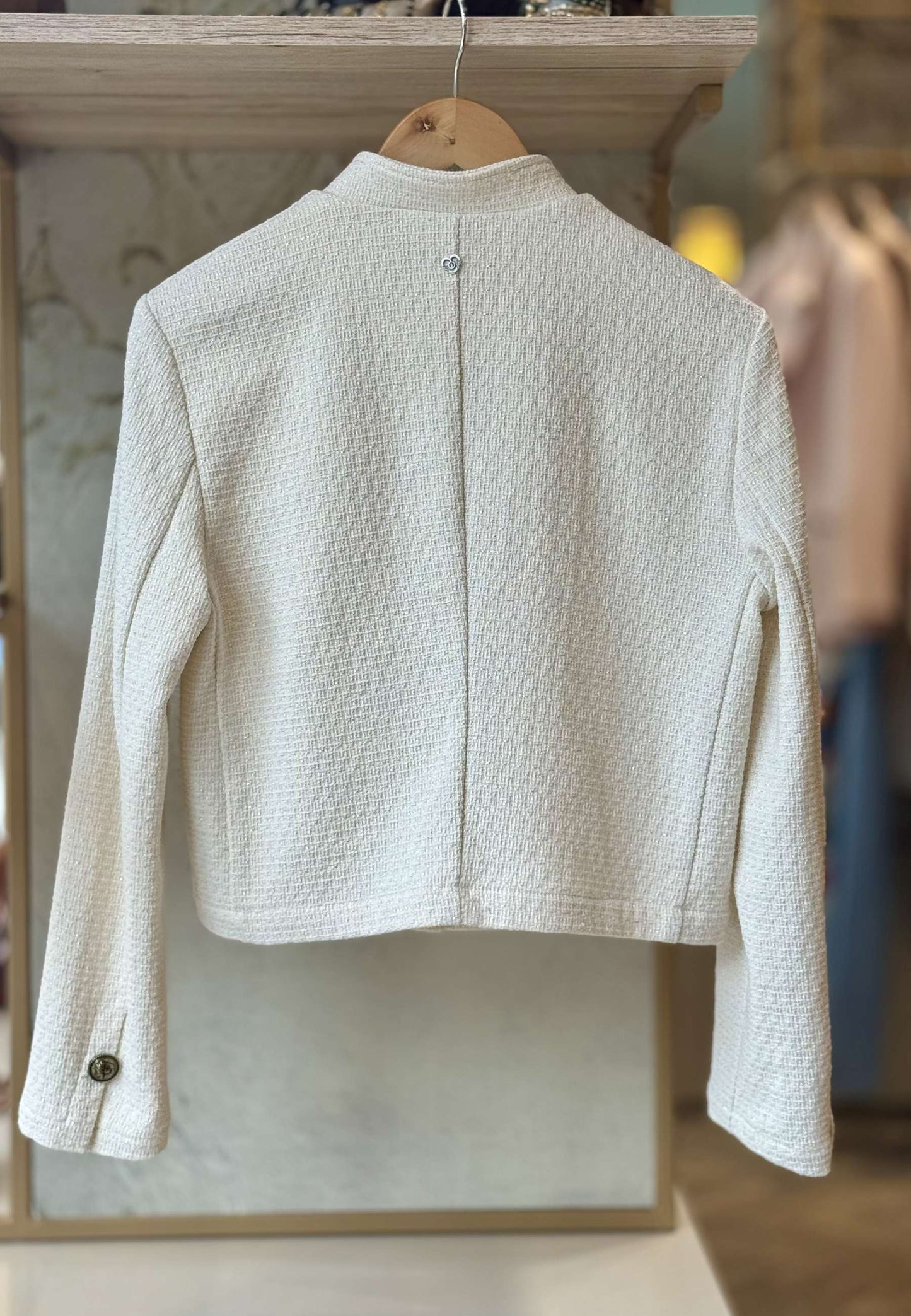 PLEASE - Giacca Chanellina Ecrù