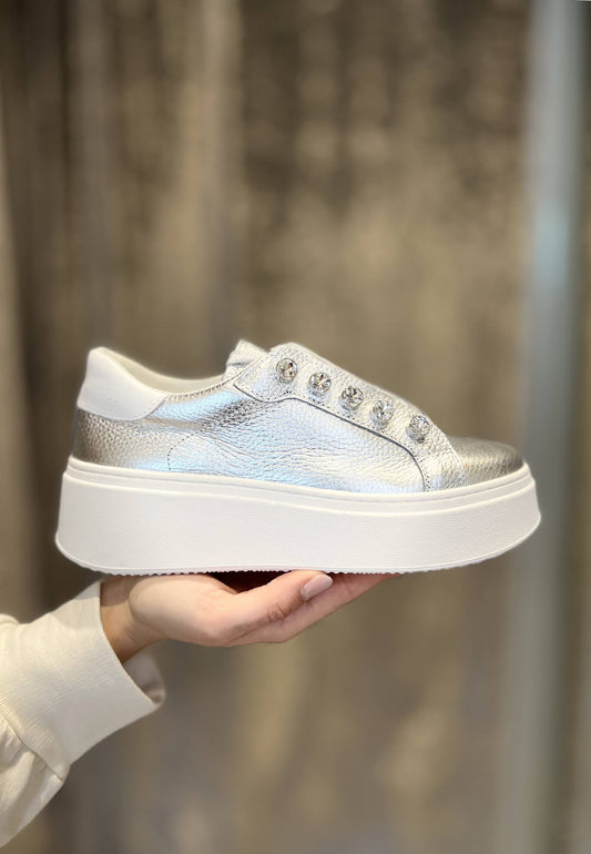 DIVINE FOLLIE - Sneakers Strass Argento
