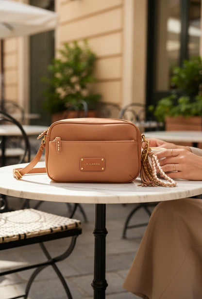 LA CARRIE - Borsetta a Tracolla DARK NYLON Cuoio