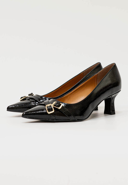 DIVINE FOLLIE - Black Crystal Heel Shoes