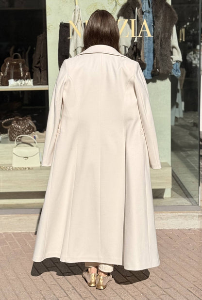 LE STREGHE - Cappotto Lungo Monopetto Latte