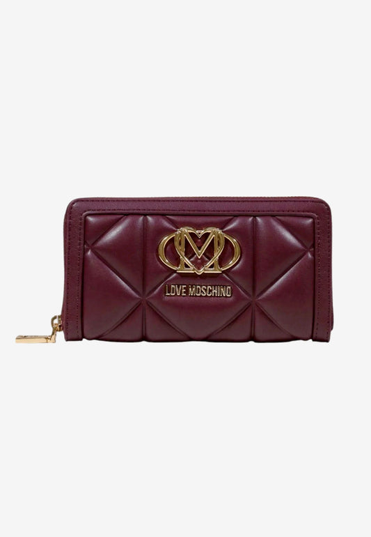 LOVE MOSCHINO - Portafoglio Zip Around Embossed Vino