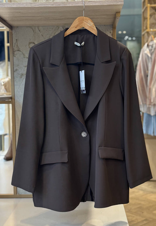 SUSY STAR CURVY - Giacca Monopetto Fluida Moro