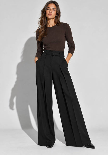 LE STREGHE - Pantalone Fluido Cintura Nero
