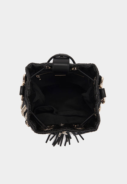 LA CARRIE - Secchiello Mirror Raffia Nero