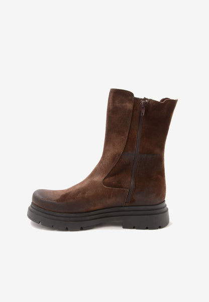 DIVINE FOLLIE - Stivale Bikers Camoscio Marrone