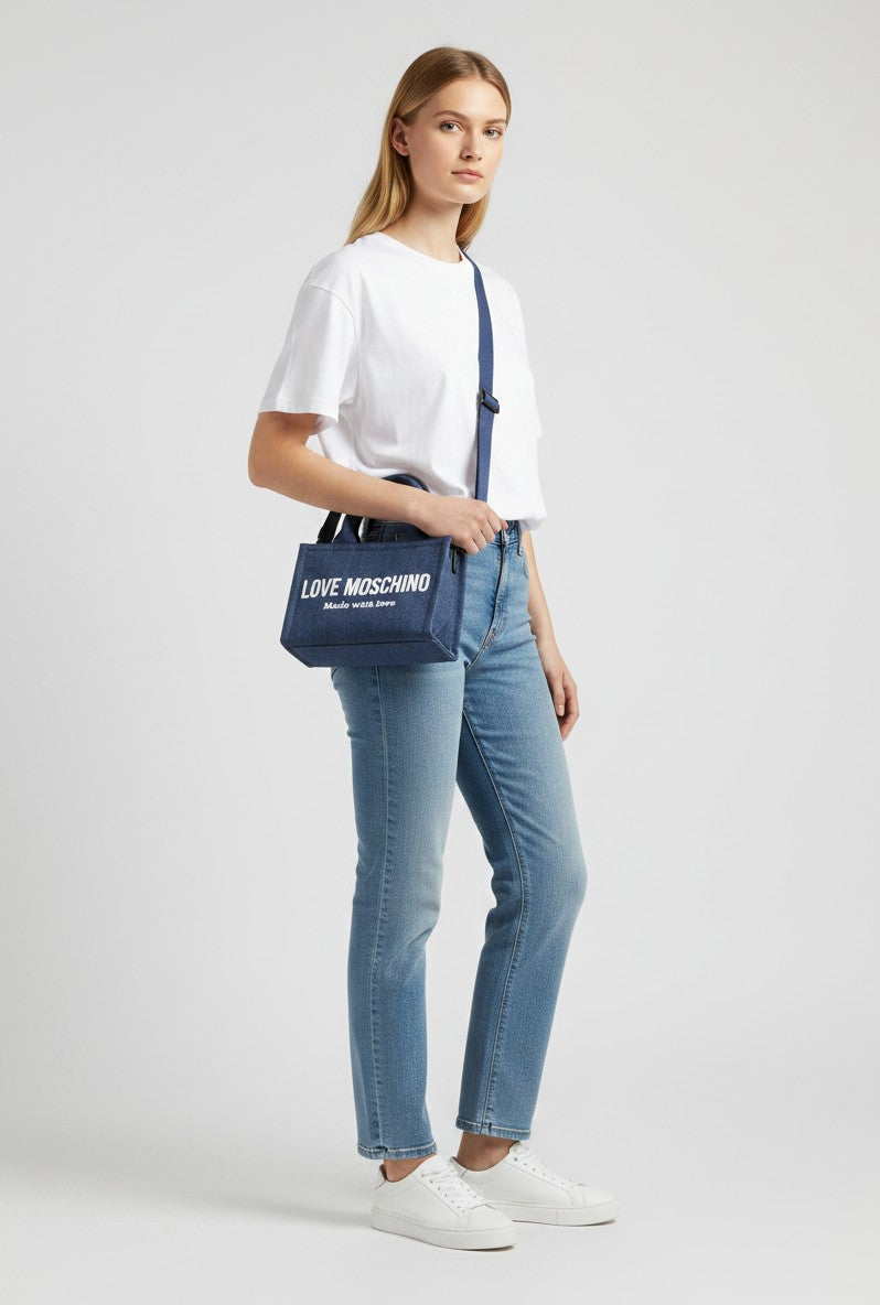 LOVE MOSCHINO - Borsetta A Mano Signature Denim