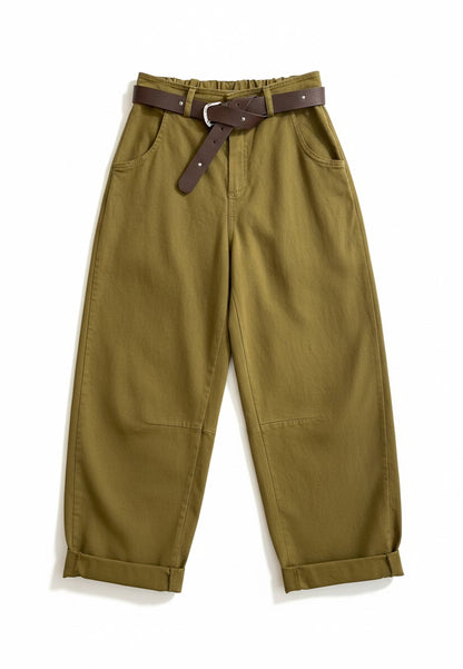 MOTEL - Pantalone Barrel Verde Olio