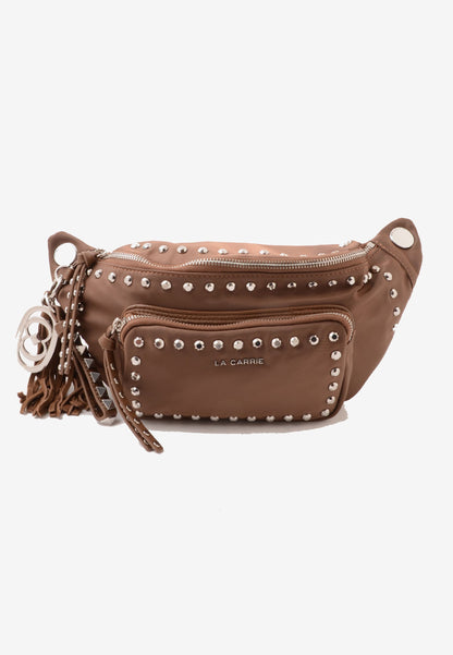 LA CARRIE - Marsupio Dark Nylon Borchie Mocha