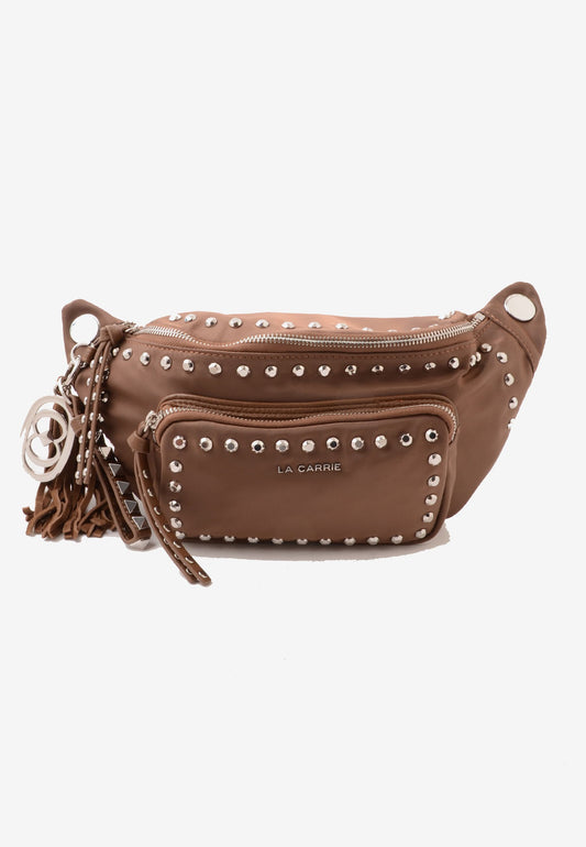 LA CARRIE - Marsupio Dark Nylon Borchie Mocha
