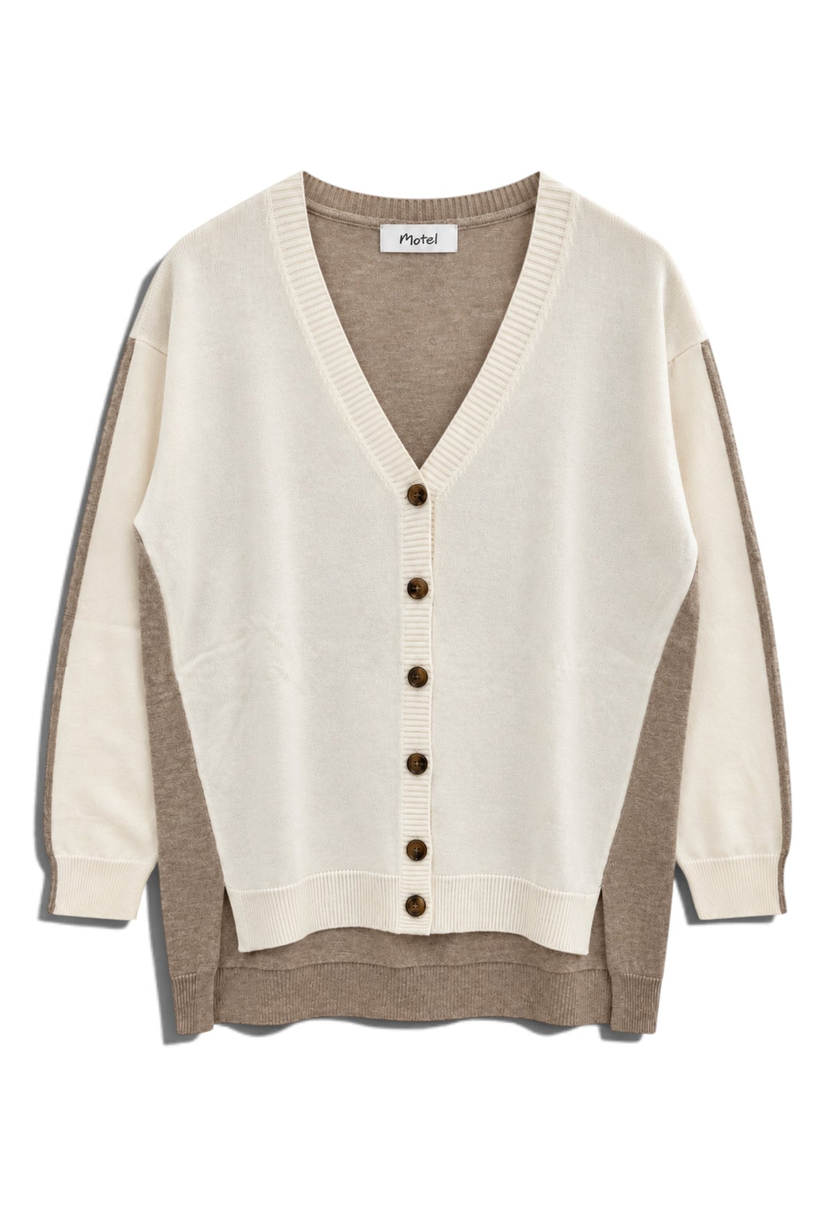 MOTEL - Cardigan Bi-Colore Panna
