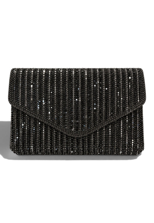 NUNZIA - Borsetta Pochette Strass Nero