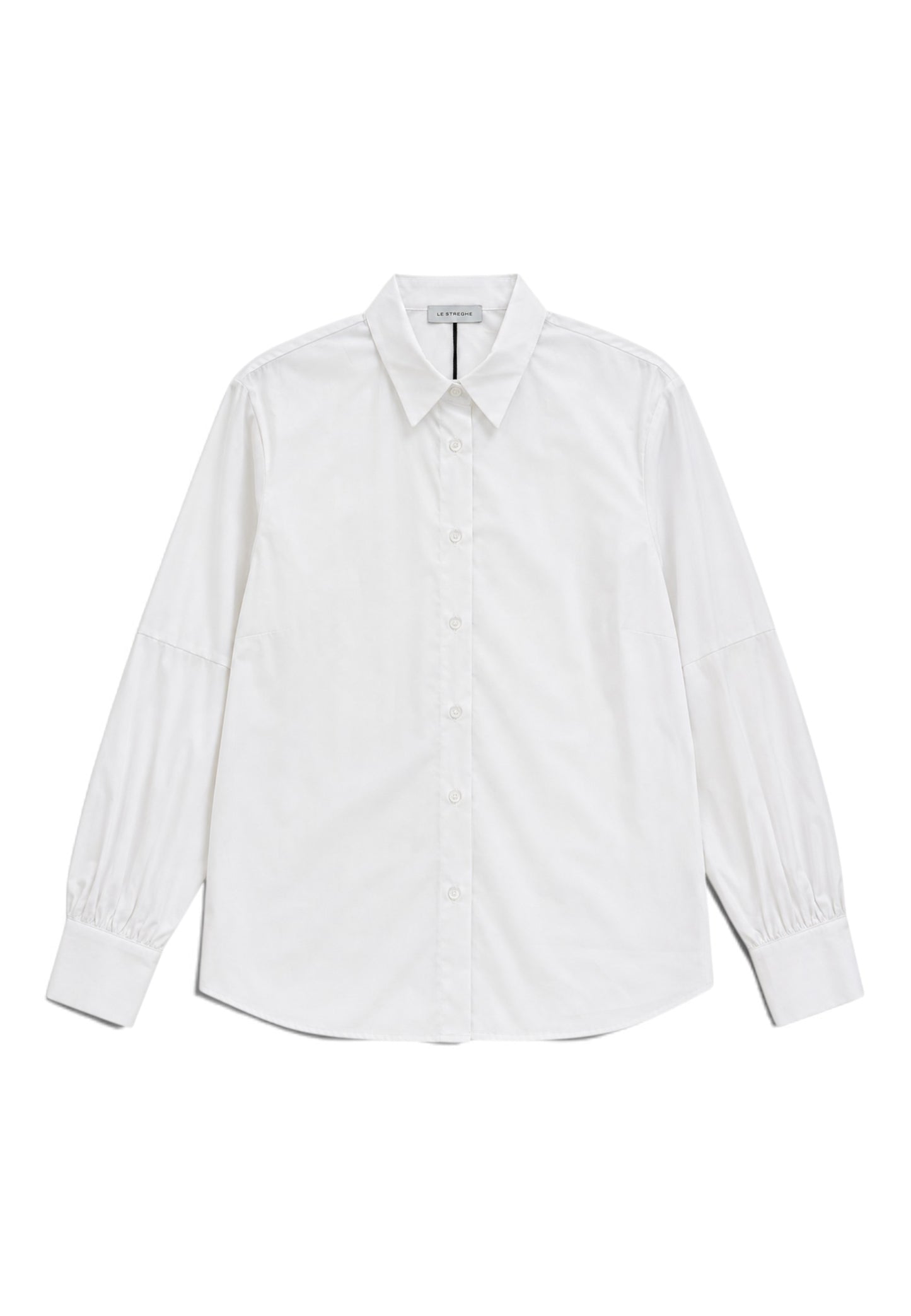 LE STREGHE - Camicia Popeline Con Manica Arricciata Bianco