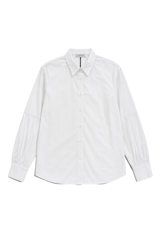 LE STREGHE - Camicia Popeline Con Manica Arricciata Bianco