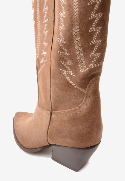 DIVINE FOLLIE - Texano Ricamo Camoscio Taupe