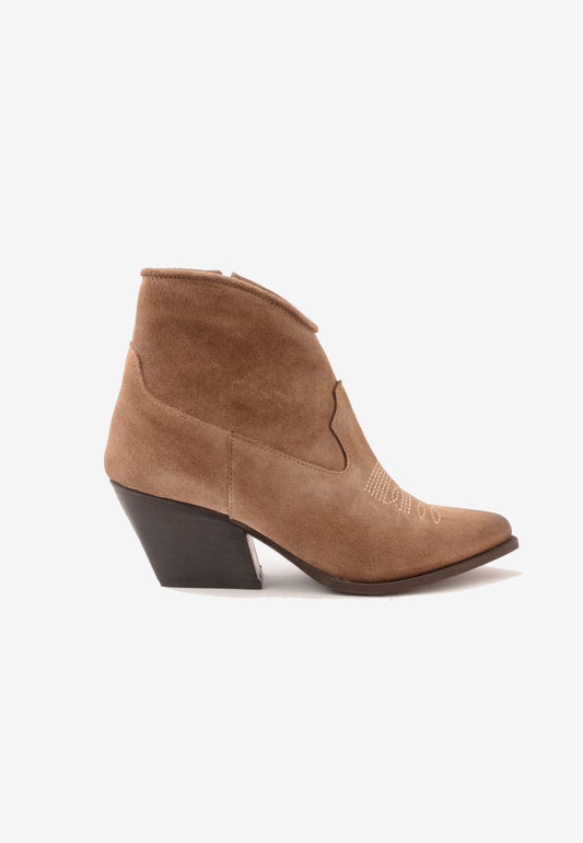 DIVINE FOLLIE - Stivaletto Ricamo Camoscio Taupe