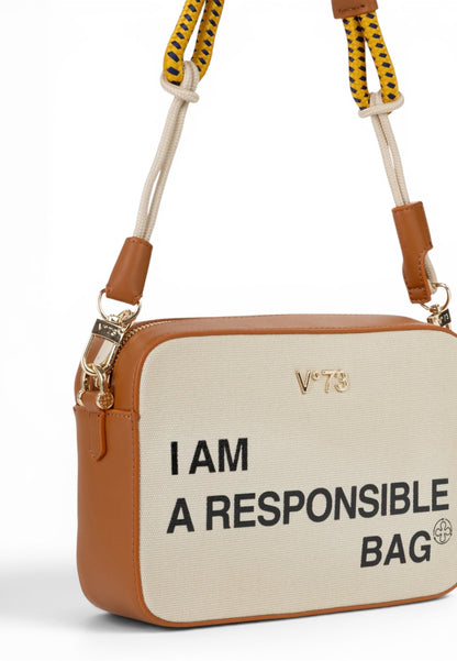 V73 - Borsa A Tracolla Responsible Off White/Cuoio