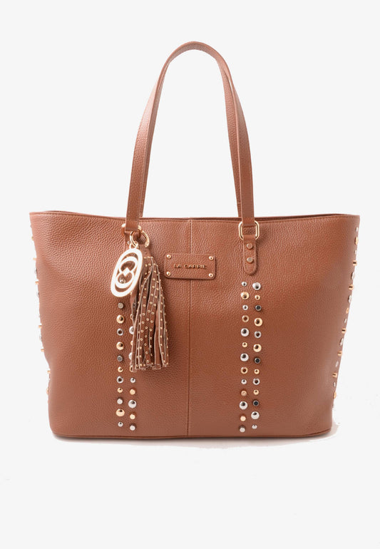 LA CARRIE - Shopping Bag Explosion Vera Pelle Cuoio
