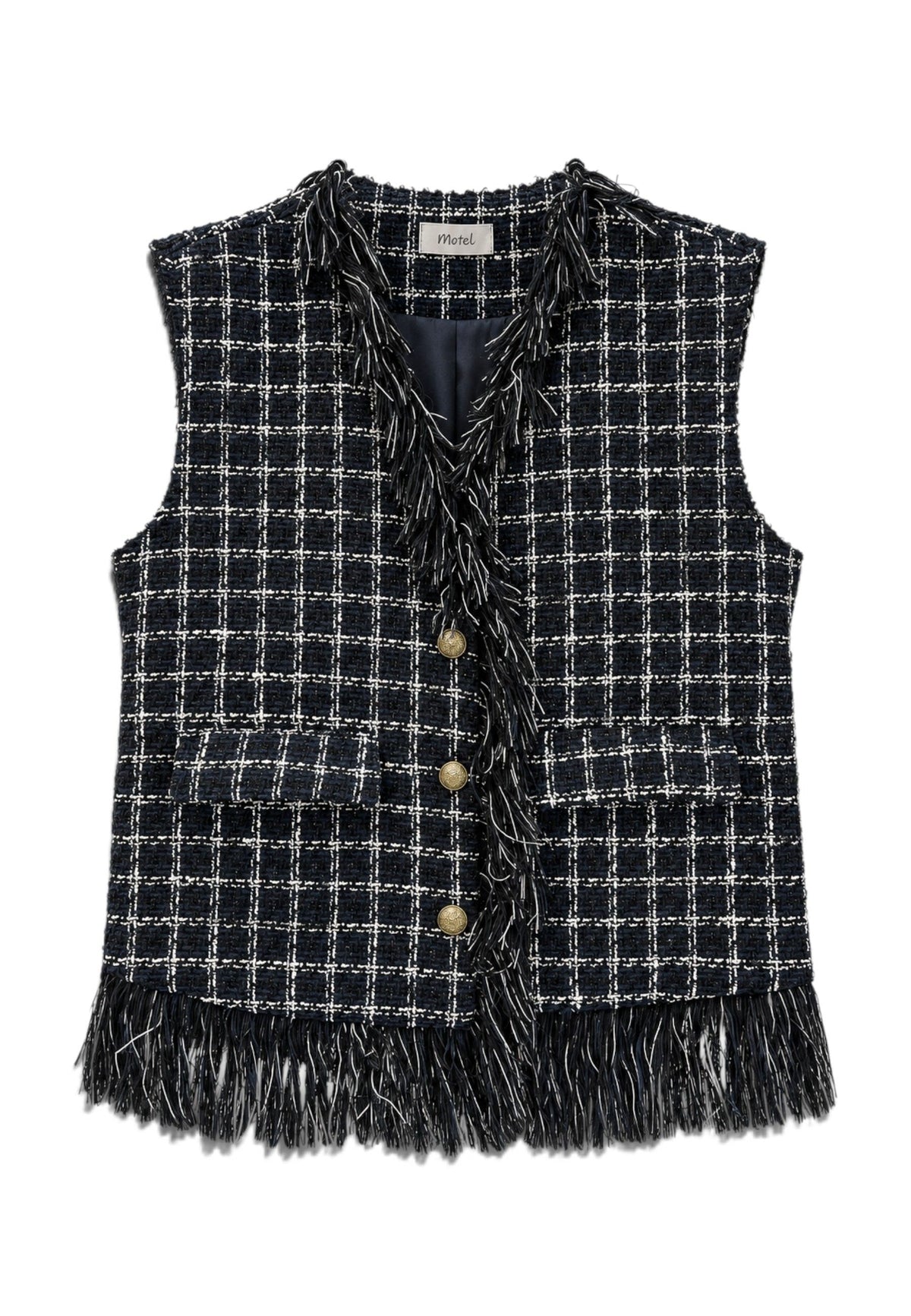 MOTEL - Gilet In Tweed Blu