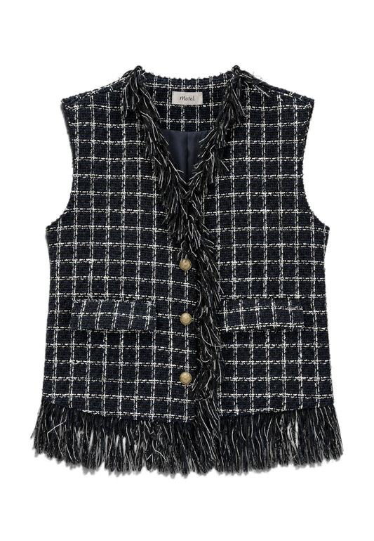 MOTEL - Gilet In Tweed Blu