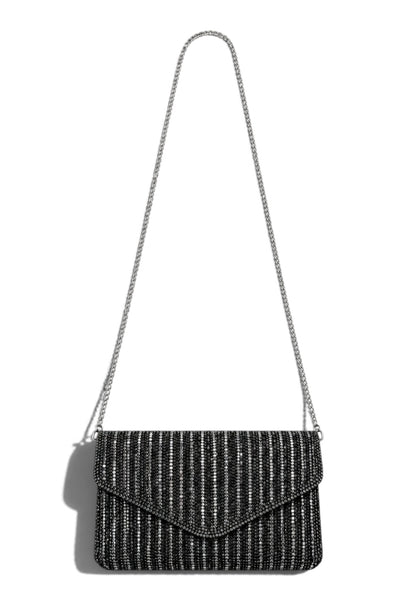 NUNZIA - Borsetta Pochette Strass Nero