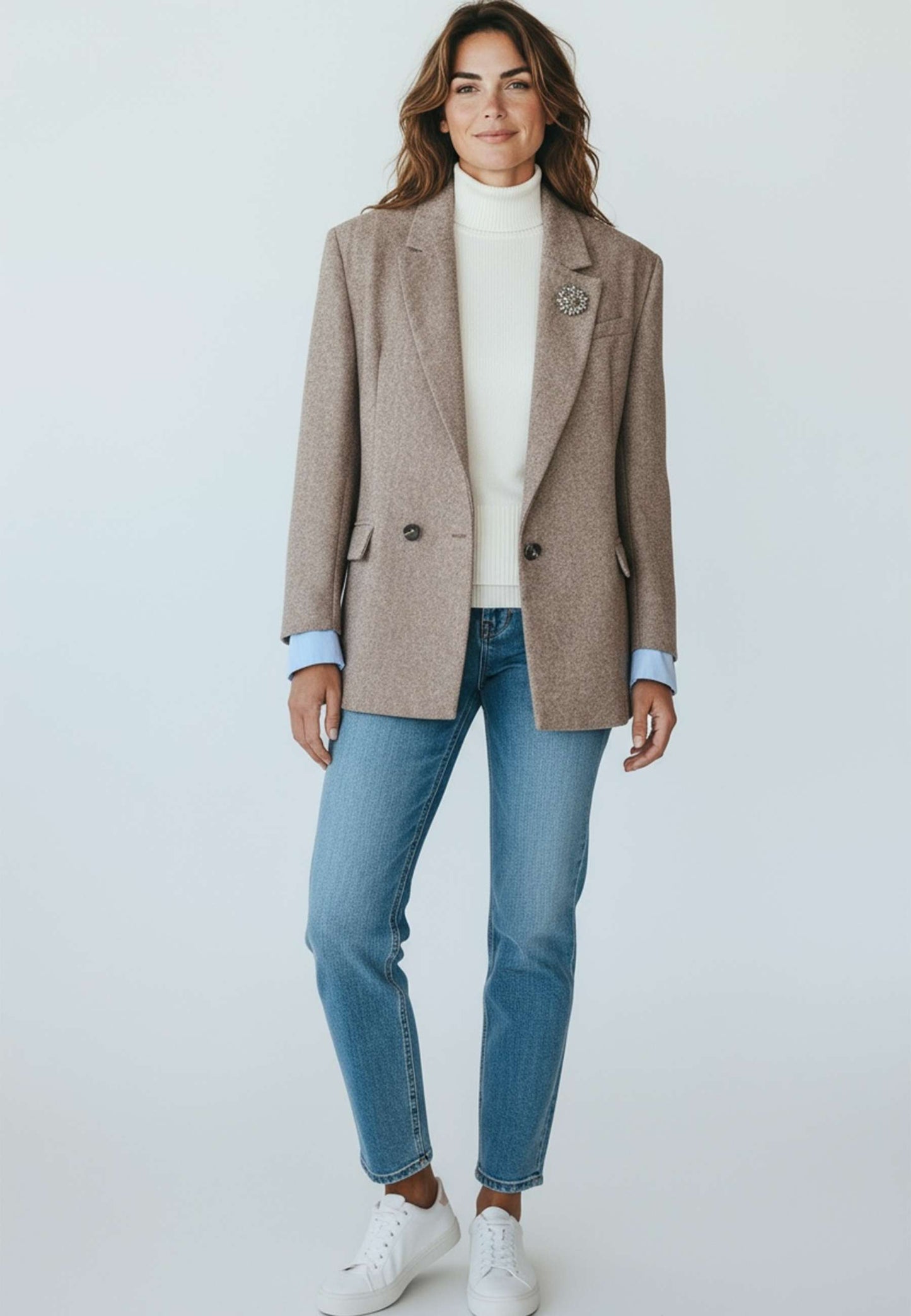 MOTEL - Blazer Con Spilla Beige