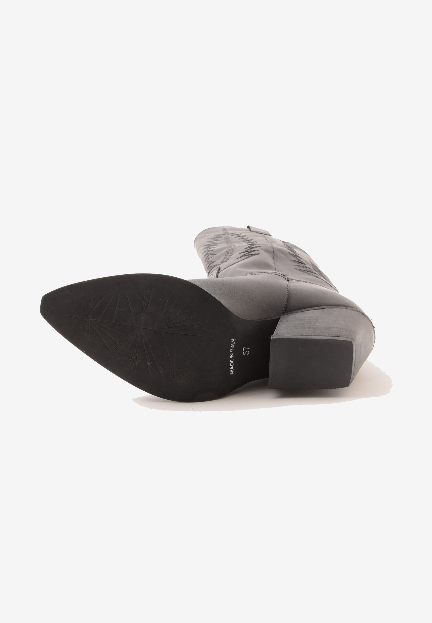 DIVINE FOLLIE - Texano Ricamo Vera Pelle Nero